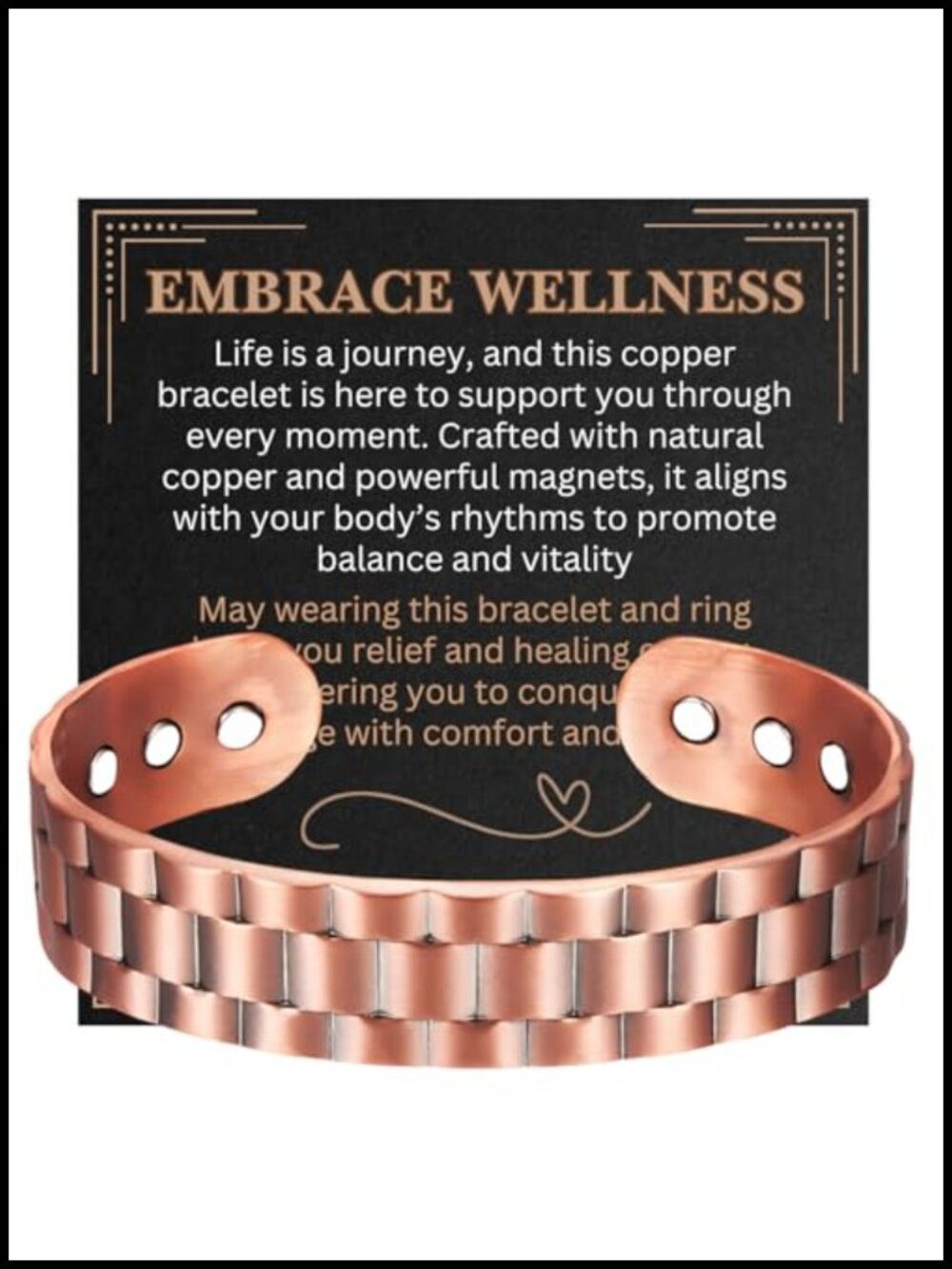 Magnetic Copper Bracelet with 3,800 Gauss Magnets, 99.99% Pure Solid Copper